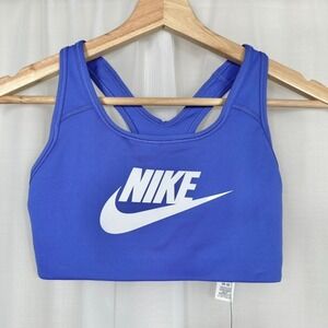 Nike Swoosh Futura Sports Bra XS Blue Joy Dry Fit Racerback Non-Padded 899370413